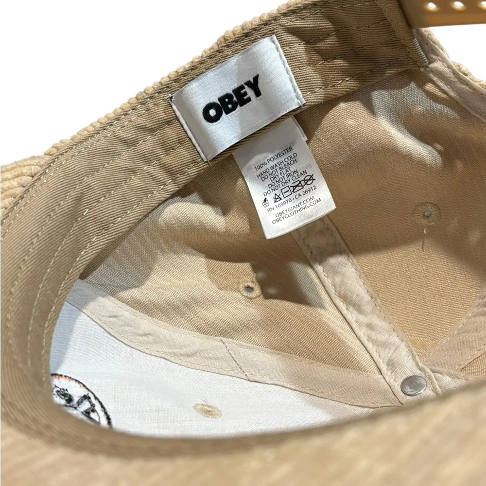 OBEY Visual Industries Corduroy SnapBack Khaki Hat, Tan (Obey Clothing) - Picture 5 of 6